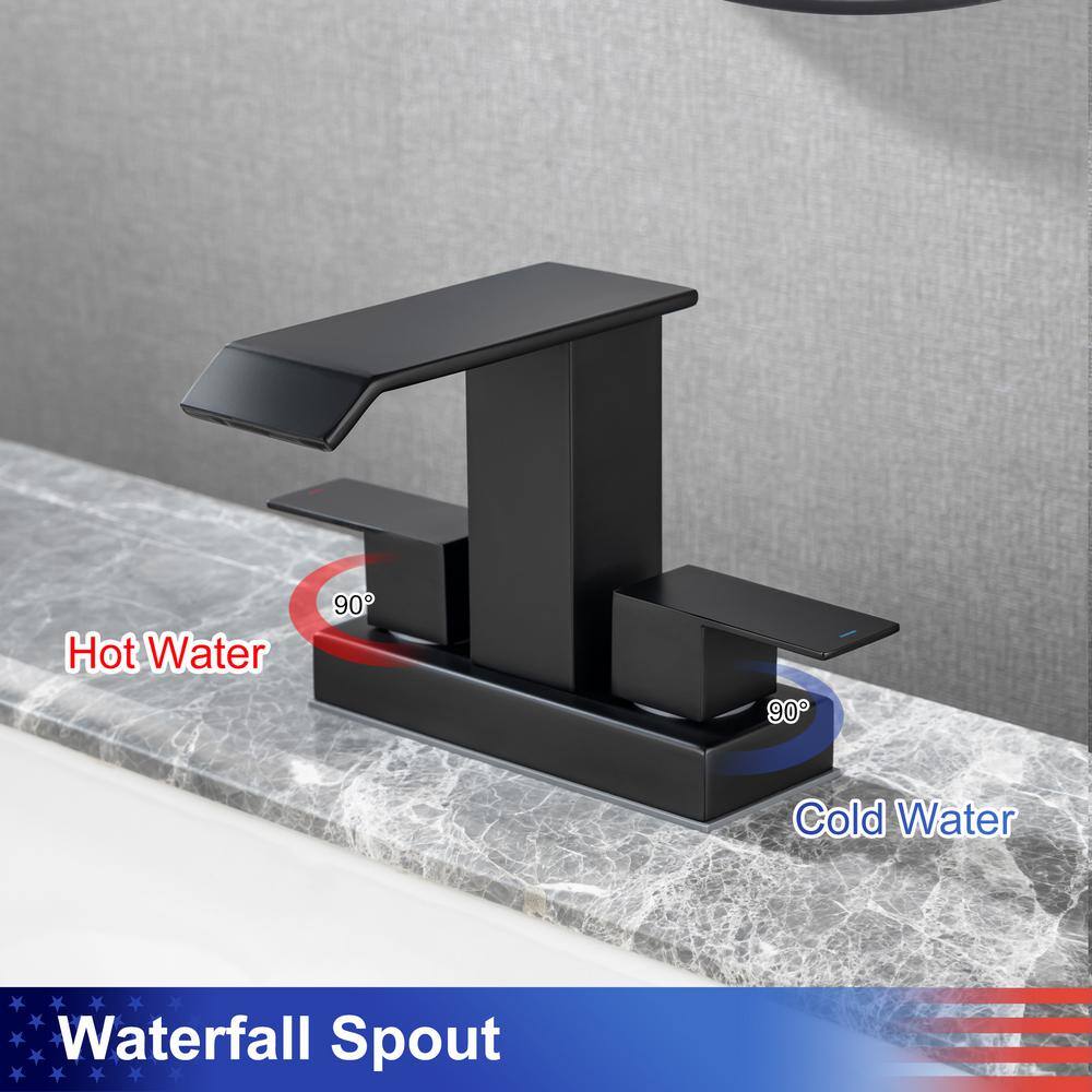 Matte Black Stainless Steel 2-Handle Bathroom Faucet with Drain Assembly
