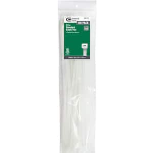 14in Standard 50lb Tensile Strength UL 21S Rated Cable Zip Ties 100 Pack Natural (White)