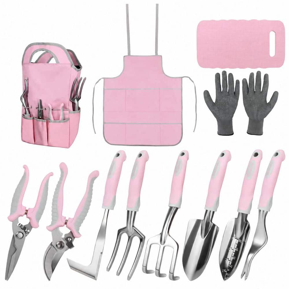 12-Piece Pink Aluminum Garden Tool Set with Non-Slip Handle, Apron, Gloves, Kneeling Pad and Organizer Bag price history on PriceWatchPro