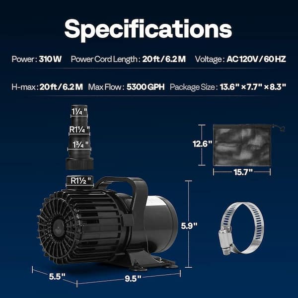 VIVOHOME 310-Watt 5300 GPH Electric Submersible Water Pump with