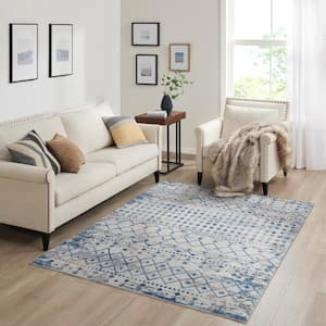 Reese Blue/Cream 5 ft. x 7 ft. Moroccan Global Woven Area Rug