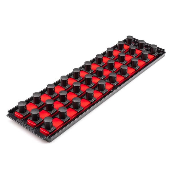 TEKTON 3/4 Inch Drive 3-Rail Socket Organizer Set, Red (30-Tool)