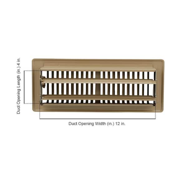 4 in. x 12 in. 2-Way Steel Floor Register in Brown