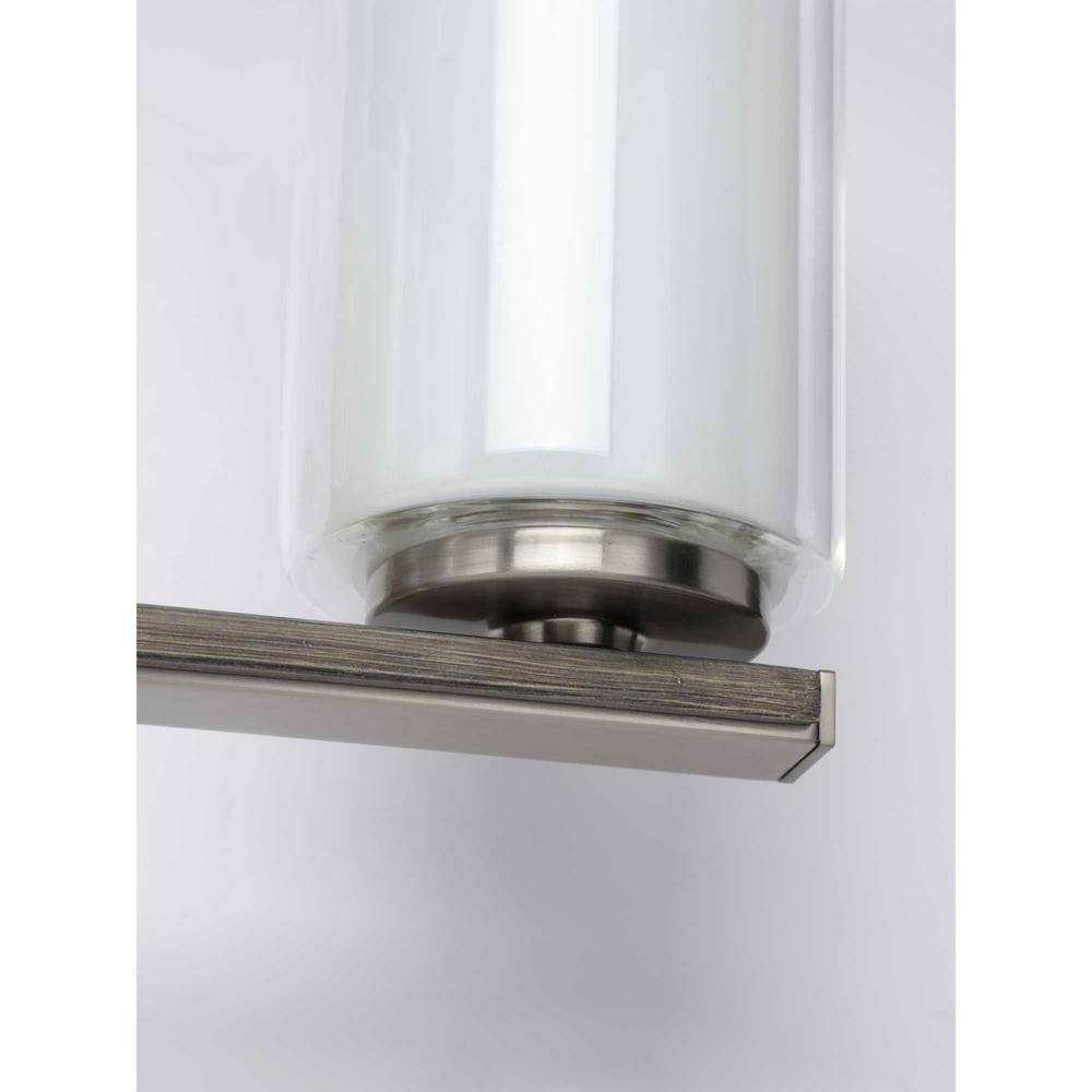 Mast 24" Brushed Nickel 3-Light Bath Vanity with Clear and Etched Glass Shades