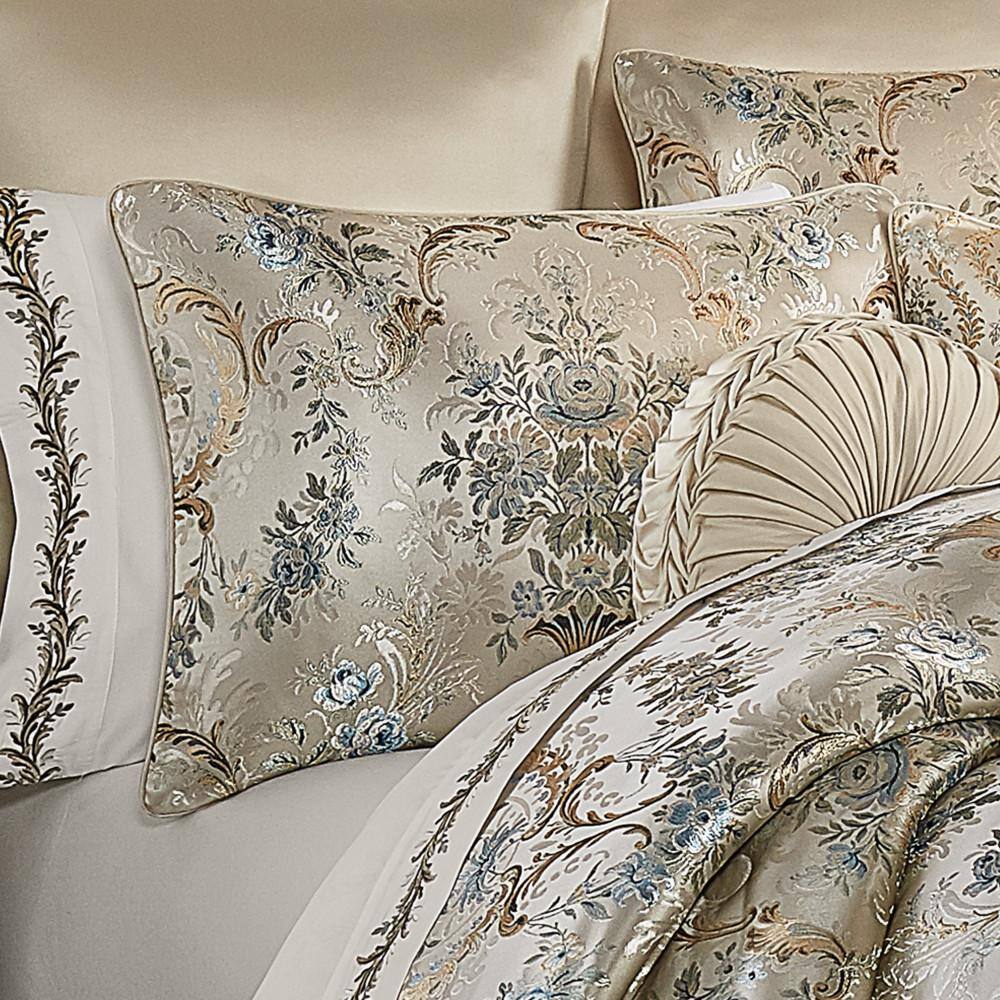 Ivory Woven King Comforter Set with Gathered Embellishment