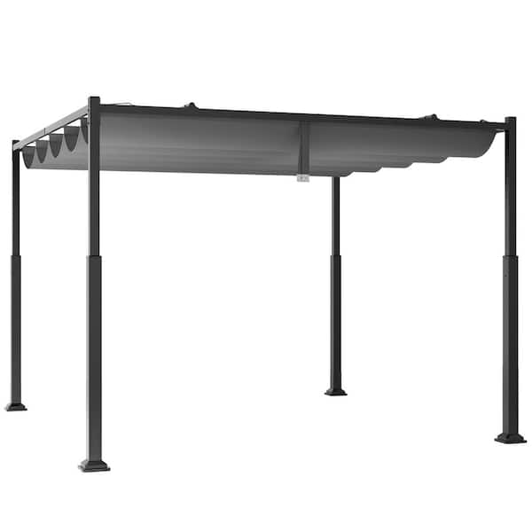 ANGELES HOME 8 ft. x 5 ft. Gray Outdoor Grill Gazebo with 2 Side Shelves and 20 Hooks