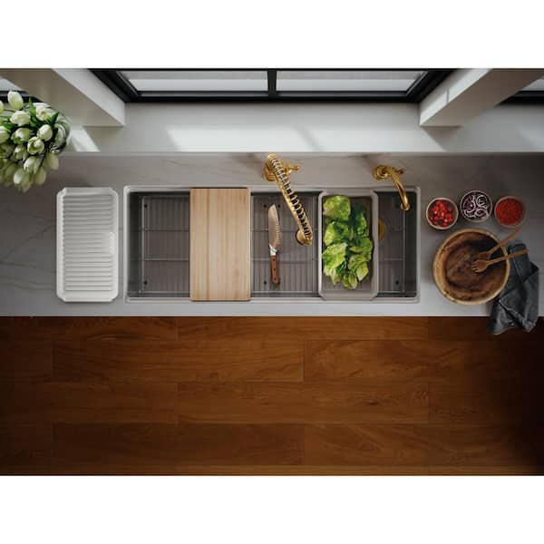 KOHLER Strive 44 in. Undermount Single Bowl Stainless Steel Workstation Kitchen Sink