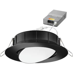 4 in. Selectable Color Temperature New Construction or Remodel Matte Black Recessed Integrated LED Gimbal Kit