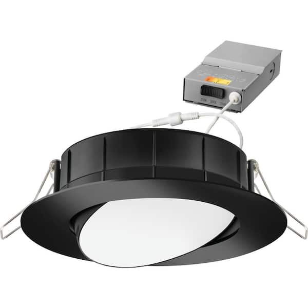 Lithonia Lighting 4 in. Selectable Color Temperature New Construction or Remodel Matte Black Recessed Integrated LED Gimbal Kit