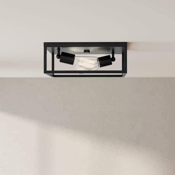 Progress Lighting Perimeter 2-Light Matte Black Modern Flush Mount Ceiling Light