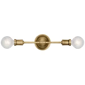 Armstrong 2-Light Natural Brass Bathroom Indoor Wall Sconce Light