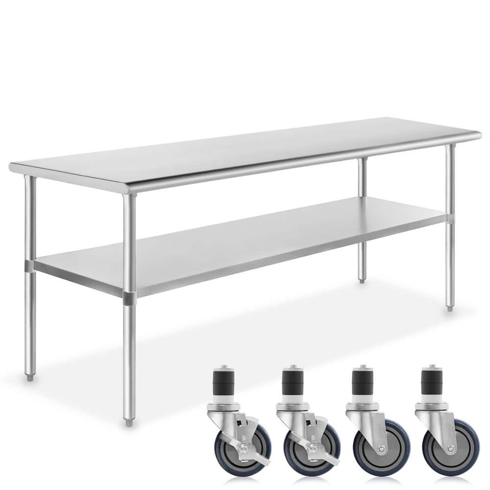 GRIDMANN 60 x 30 in. Stainless Steel Kitchen Utility Table with Bottom ...