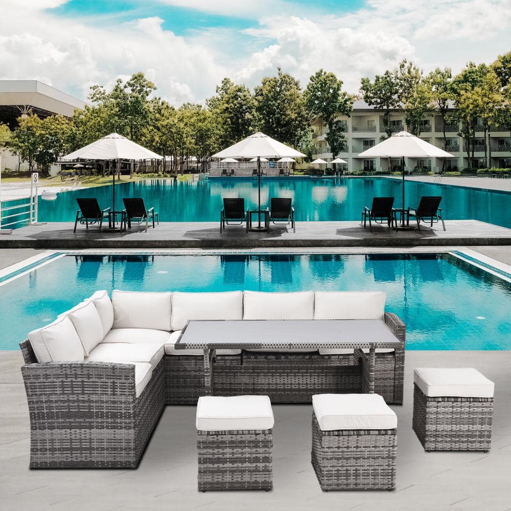 7-piece Outdoor Conversation Sectional Set With White Cushions price history on PriceWatchPro