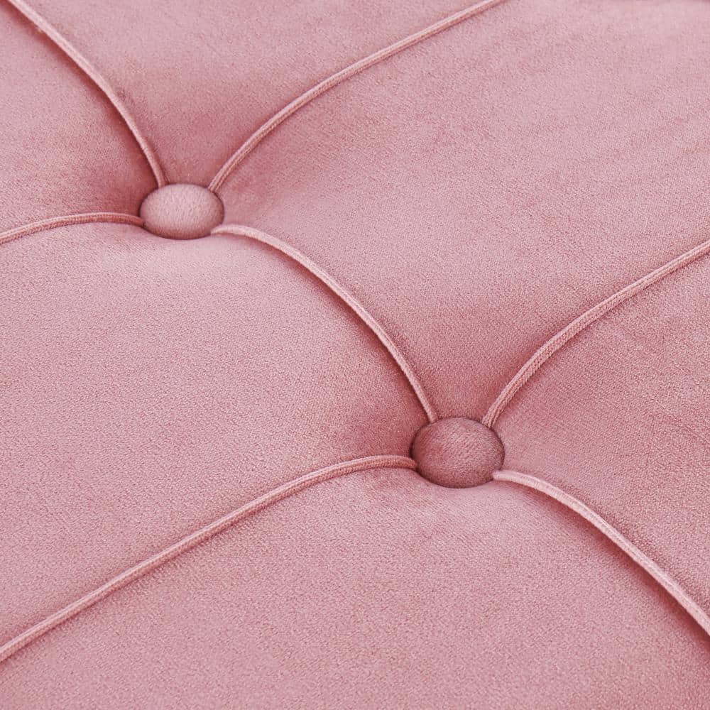 Midas Pink Velvet and Gold Steel Storage Bench