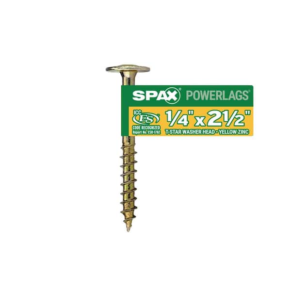 SPAX 1/4 in. x 2-1/2 in. Interior Washer Head Structural Wood Lag Screws  Powerlags Torx T-Star (1 EA)