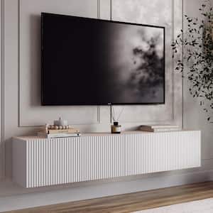 Camelia White 59 in. Floating TV Stand Fits TV's up to 65 in. with Wall Mount Feature