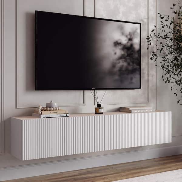 LIVING SKOG Camelia White 59 in. Floating TV Stand Fits TV's up to 65 in. with Wall Mount Feature