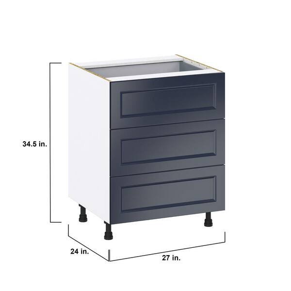 J COLLECTION 27 in. W x 34.5 in. H x 24 in. D Littleton Painted Gray Shaker Assembled Base Kitchen Cabinet with 4 Drawers