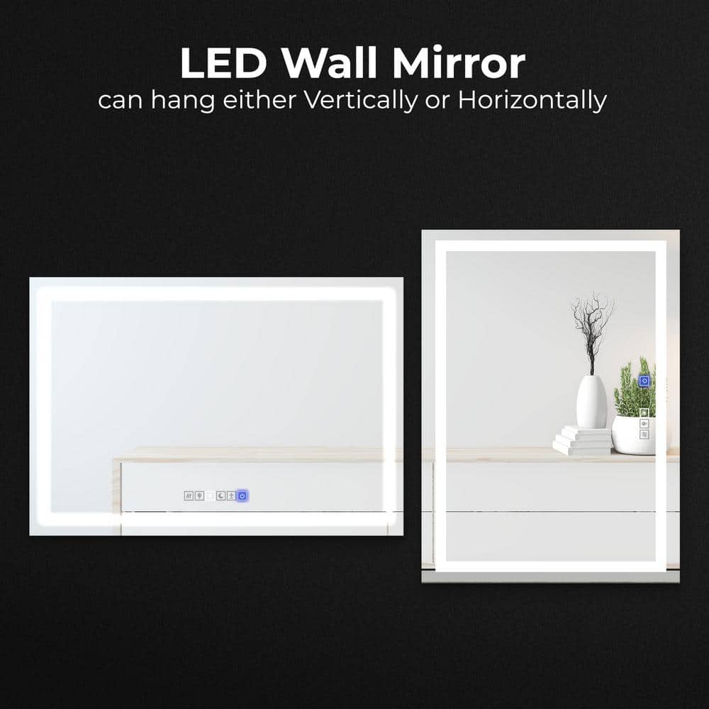 Sleek 60'' Frameless LED Lighted Full-Length Mirror with Touch Dimmer