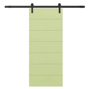 36 in. x 96 in. Sage Green Stained Composite MDF Paneled Interior Sliding Barn Door with Hardware Kit