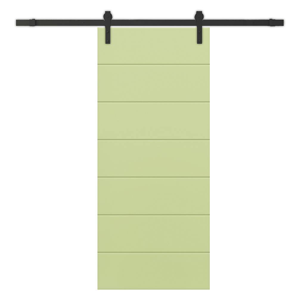 38 in. x 96 in. Sage Green Painted Composite MDF Paneled Interior Sliding Barn Door with Hardware Kit price history on PriceWatchPro