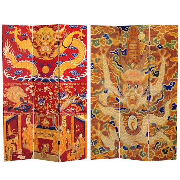 Oriental Furniture Dragon 6 ft. Printed 3-Panel Room Divider