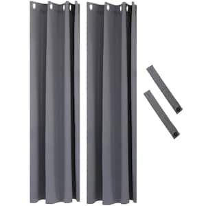 2 Indoor/Outdoor Blackout Curtain Panels with Grommet Top - 52 x 96 in (1.32 x 2.43 m) - Gray