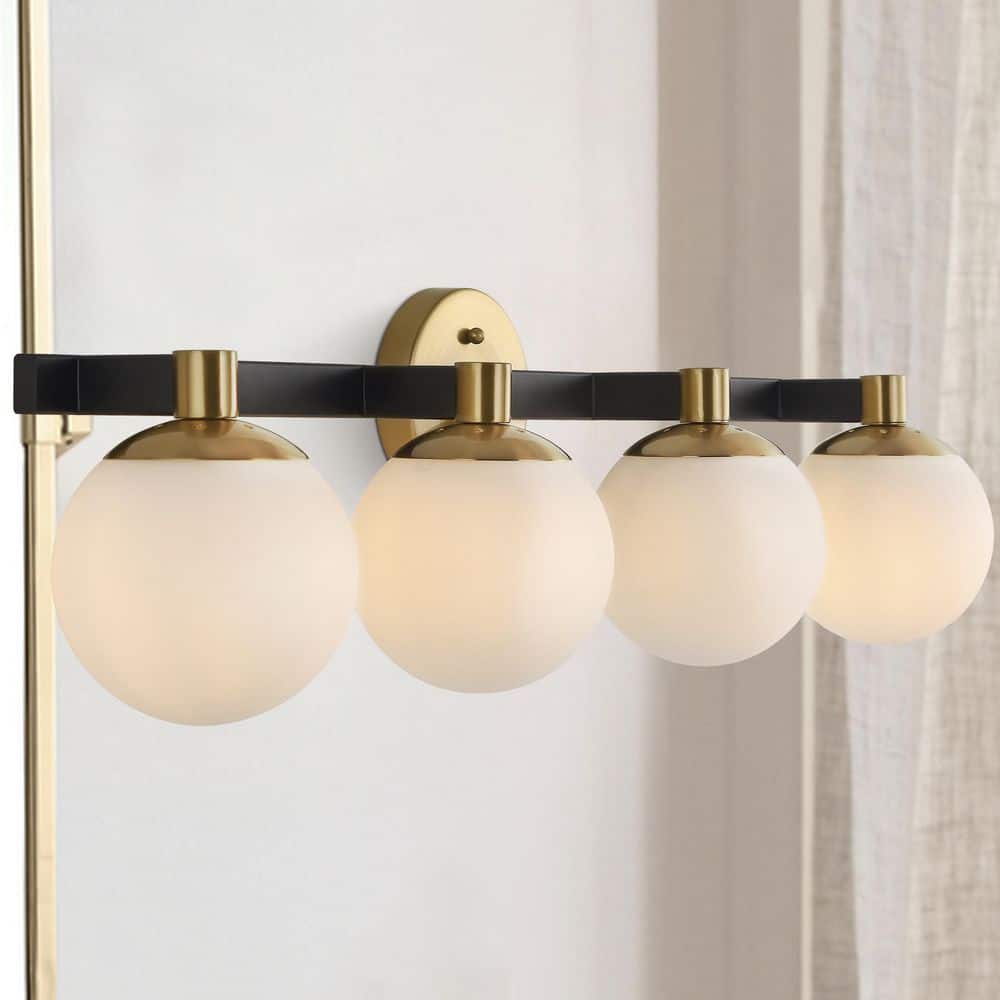 Modernist Globe 34" Brass Gold & Frosted Glass LED Vanity Light