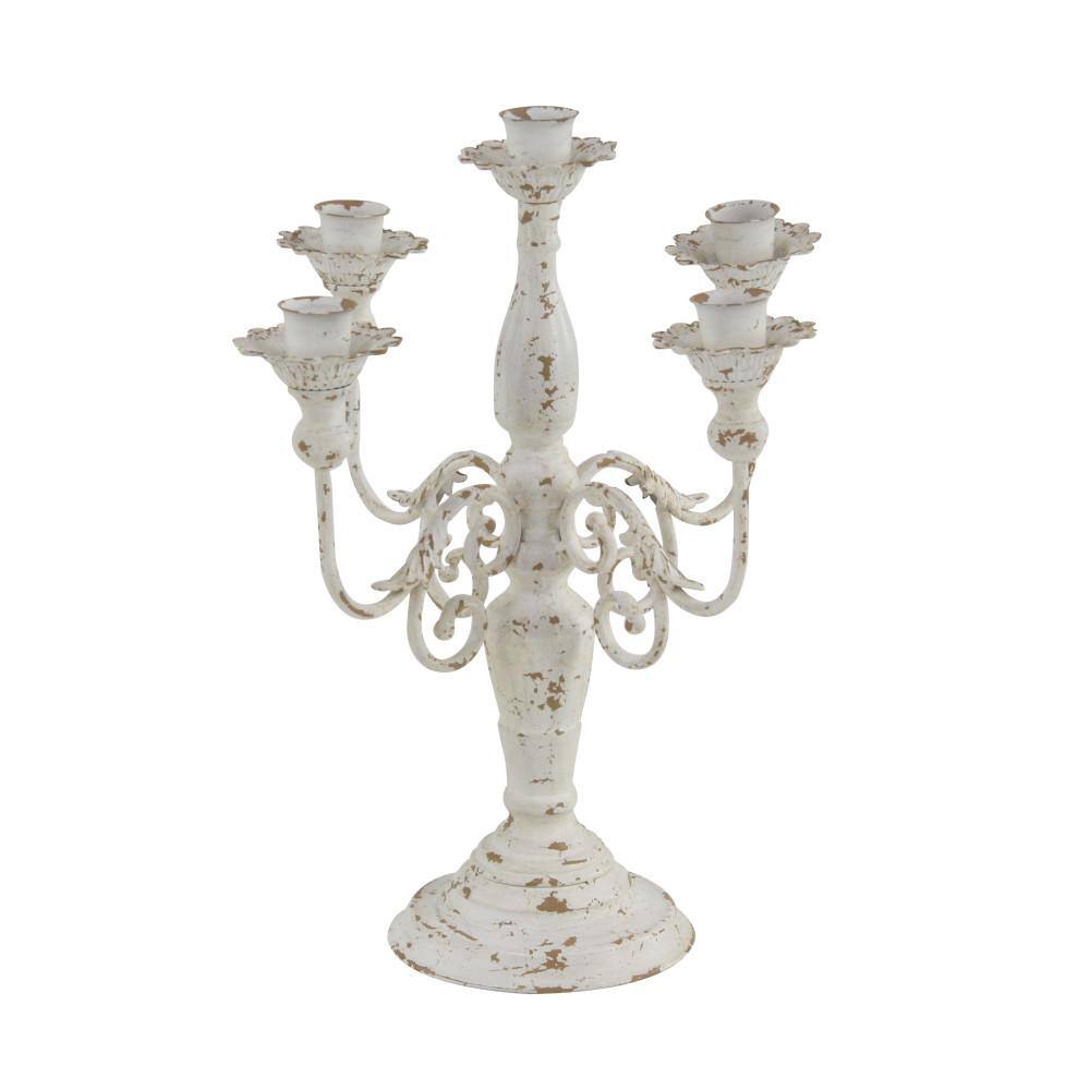 White Iron Ridge Embellished 5-Candle Candelabra