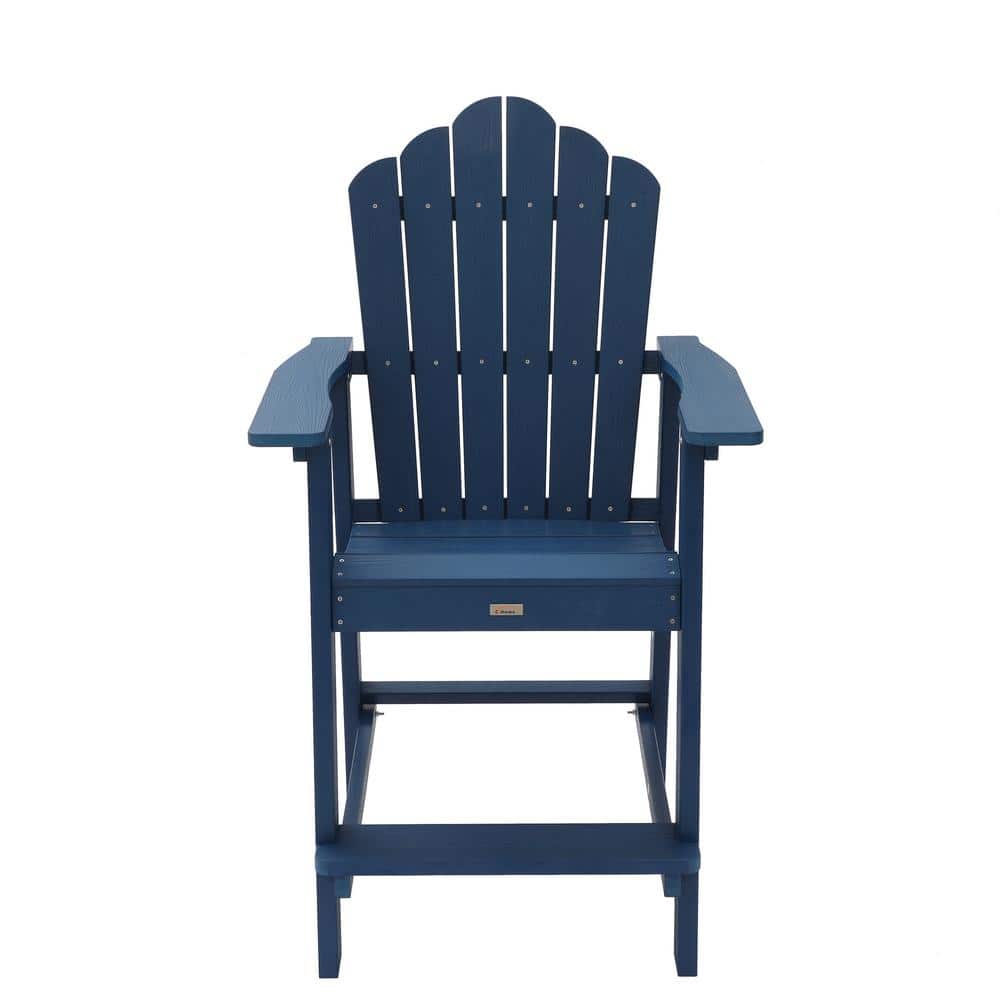 Mondawe Navy Blue HIPS Polywood Bar Height Patio Adirondack Chair