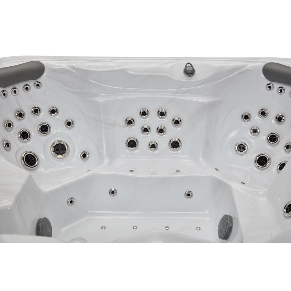 Danika 5-Person Gray Acrylic Rectangle Hot Tub with Jets and LED Lighting
