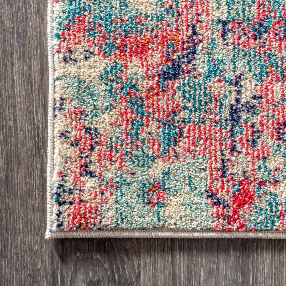 Vibrant Spring Canvas 5'x8' Blue and Red Abstract Area Rug