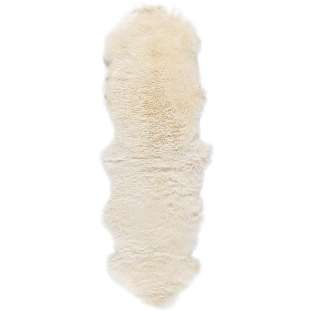 Luxurious Handmade White Sheepskin Shag Rug 24" x 7"