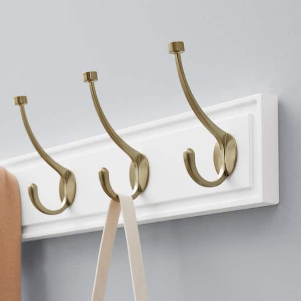 Home Decorators Collection Snap Install 27 in. White Hook Rack with 5  Champagne Bronze Pill Top Hooks 64191 - The Home Depot