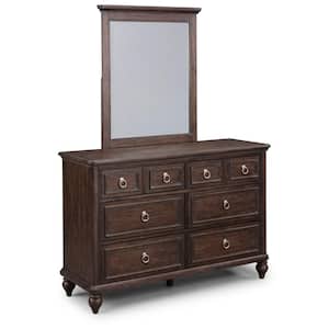 Southport 6-Drawer Brown Dresser with Mirror 54 in. x 18 in. x 36 in.