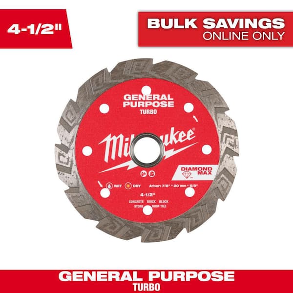 Milwaukee 4.5 in. DIAMOND MAX General Purpose Turbo Diamond Blade