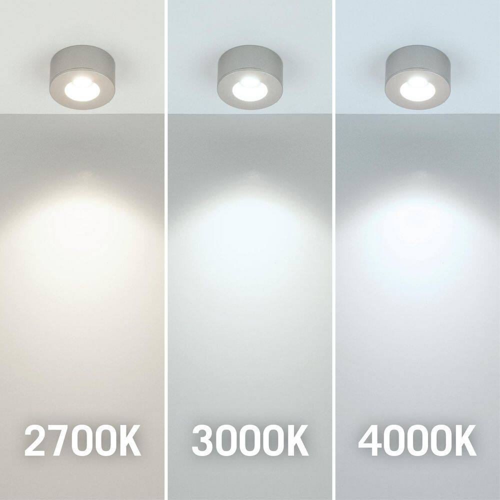 Flat Silver 2700K Warm White Under Cabinet LED Puck Light