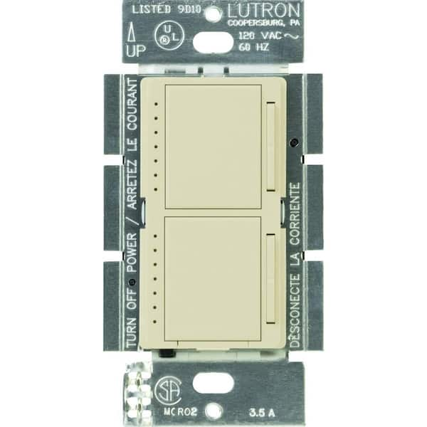 Lutron Maestro Dual Digital Dimmer Switch, For Incandescent Bulbs Only, 300-Watt/Single-Pole, Almond (MA-L3L3-AL)