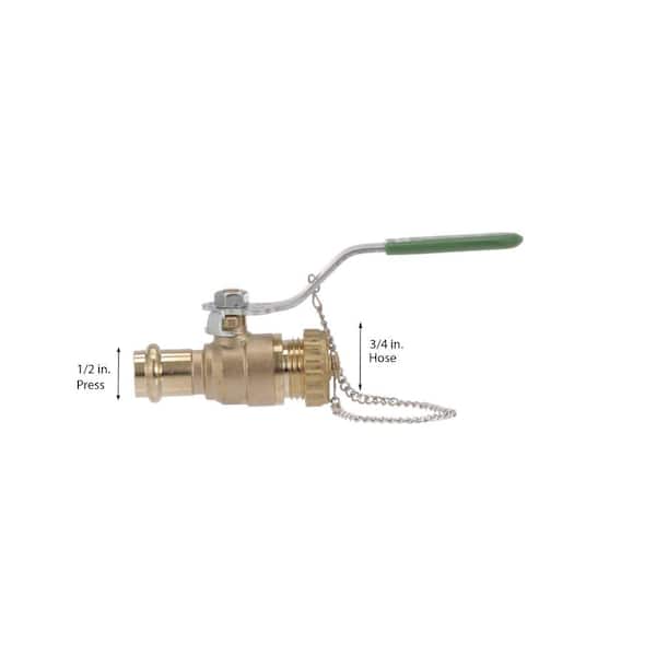 Pro Press 1/2 in. Press x 3/4 in. Hose Zero-Lead Bronze Ball Valve with Lockable Metal Handle