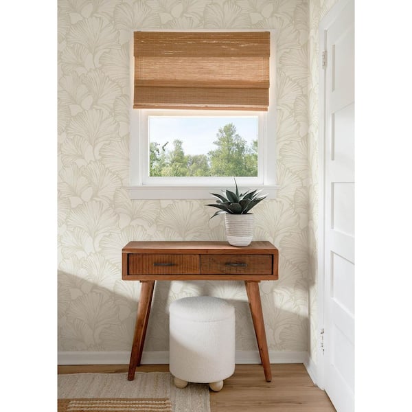 Kyoto Pearl White Ginkgo Leaf Wallpaper Sample