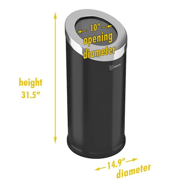 Domed Open Top Trash Can - 15 Gallon, Black - ULINE - H-2870BL