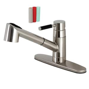 Kaiser Single-Handle Deck Mount Gooseneck Pull Out Sprayer Kitchen Faucet with Deck Plate Included in Brushed Nickel