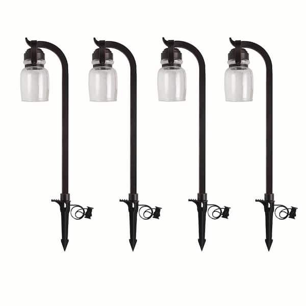 Hampton Bay Auburn 150 Lumen Low Voltage Oil Rubbed Bronze Integrated LED Weather Resistant Outdoor Landscape Path Light (4-Pack)