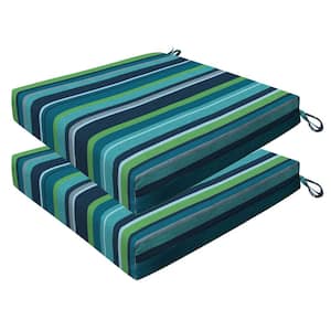 Outdoor 20 in. Square Dining Seat Cushion Stripe Poolside (Set of 2)