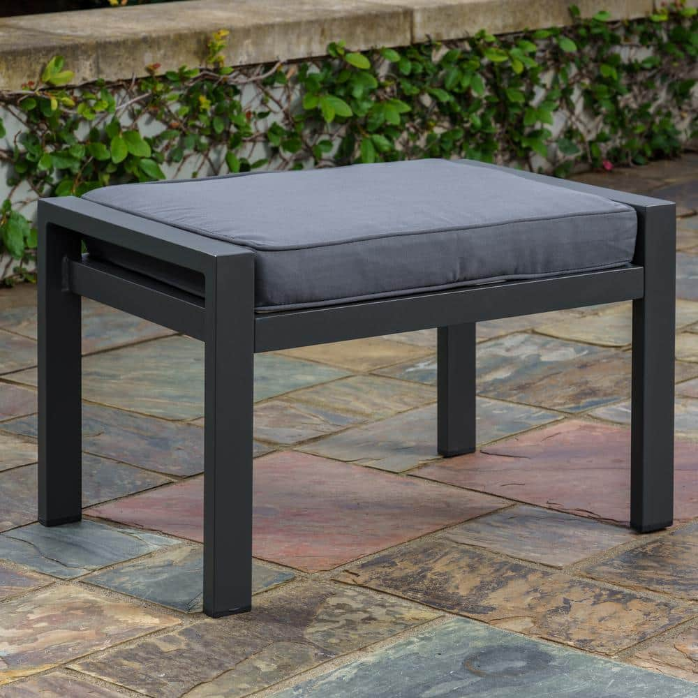 Tortuga Outdoor Lakeview Modern Aluminum Outdoor Patio Ottoman with