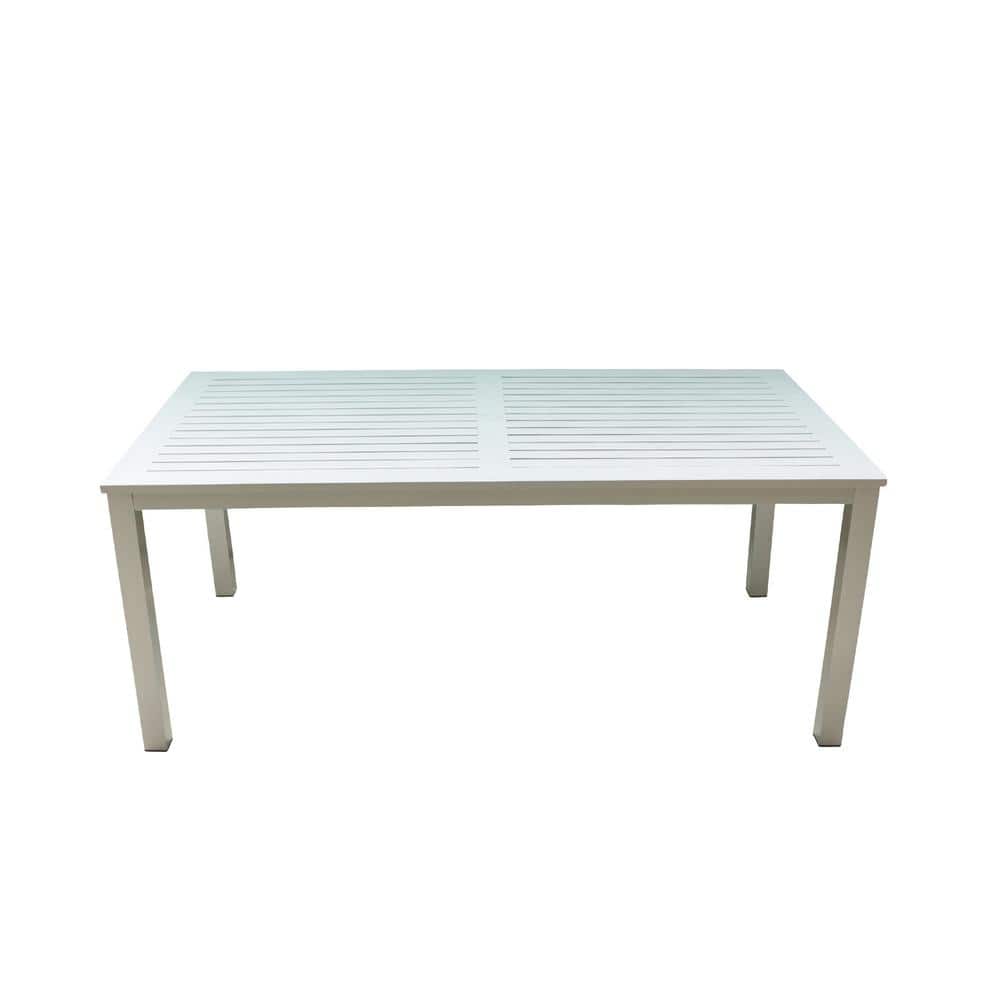 Courtyard Casual Skyline White Aluminum Outdoor Rectangle Dining Table