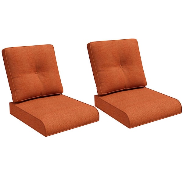 JOYSIDE 22 in. x 24 in. 2-Piece Outdoor Patio Replacement Cushion Outdoor Lounge Chair Cushion in Orange
