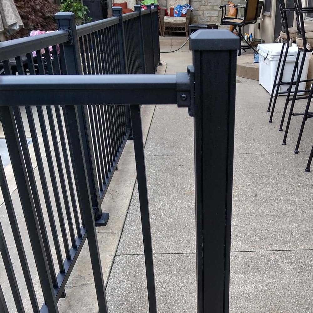 Stanford Black Textured Plastic Straight Railing Bracket Kit (4-Piece)