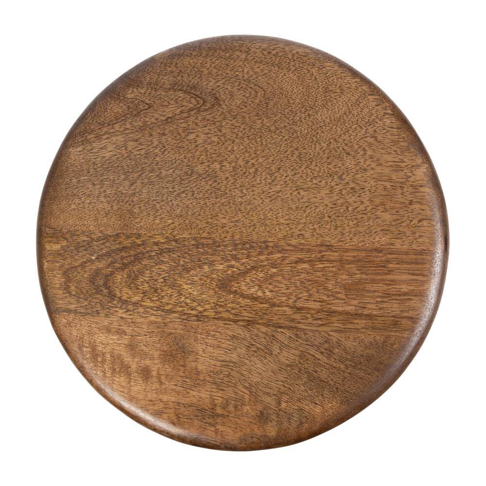 Walnut Brown Solid Mango Wood Round Accent Table, 22"