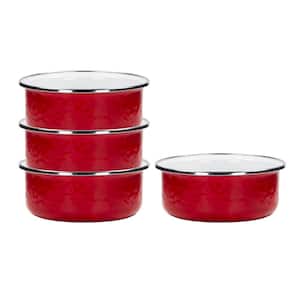 14 oz. Solid Red Enamelware Soup Bowls (Set of 4)